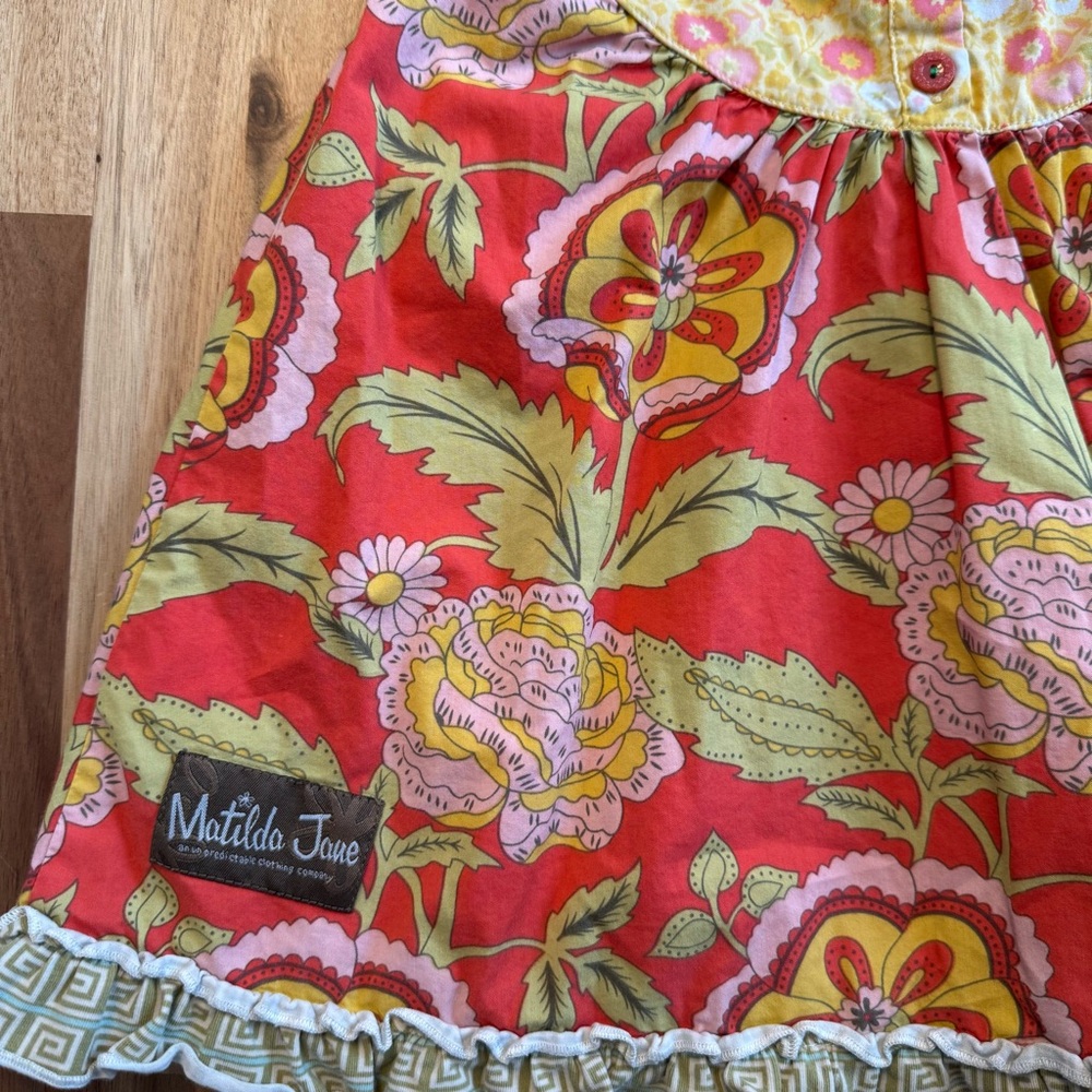 Matilda Jane Serendipity Girls Floral Ruffle Dress Red Yellow Size 2‎ D1138 - Picture 6 of 7